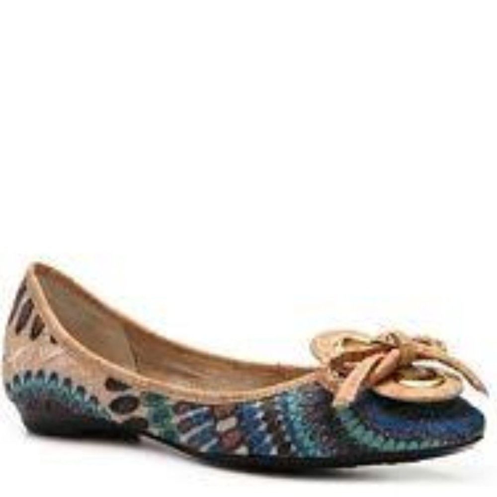 J. RENEE'-Blue "EDIE" Peacock Design Ballet Flats